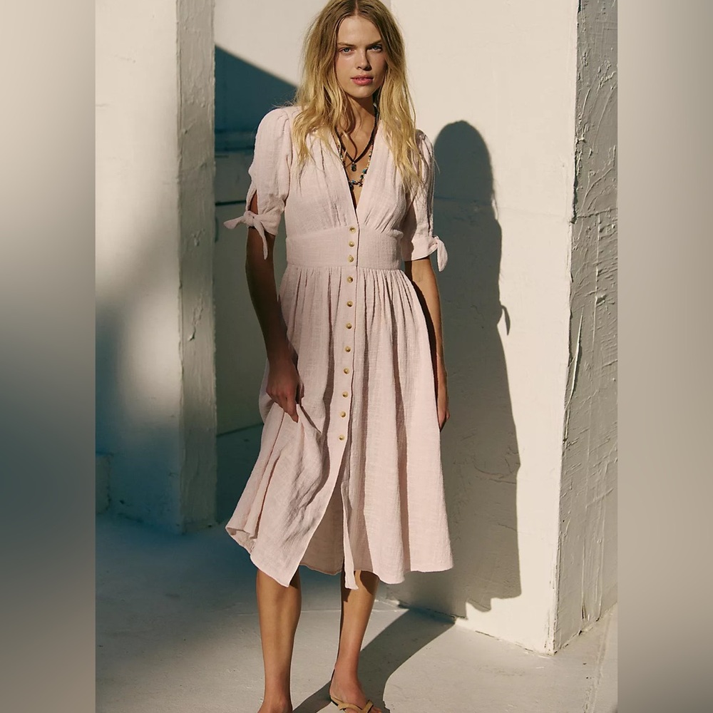 Free People Cotton Gauzy Long Midi Dress 🤎